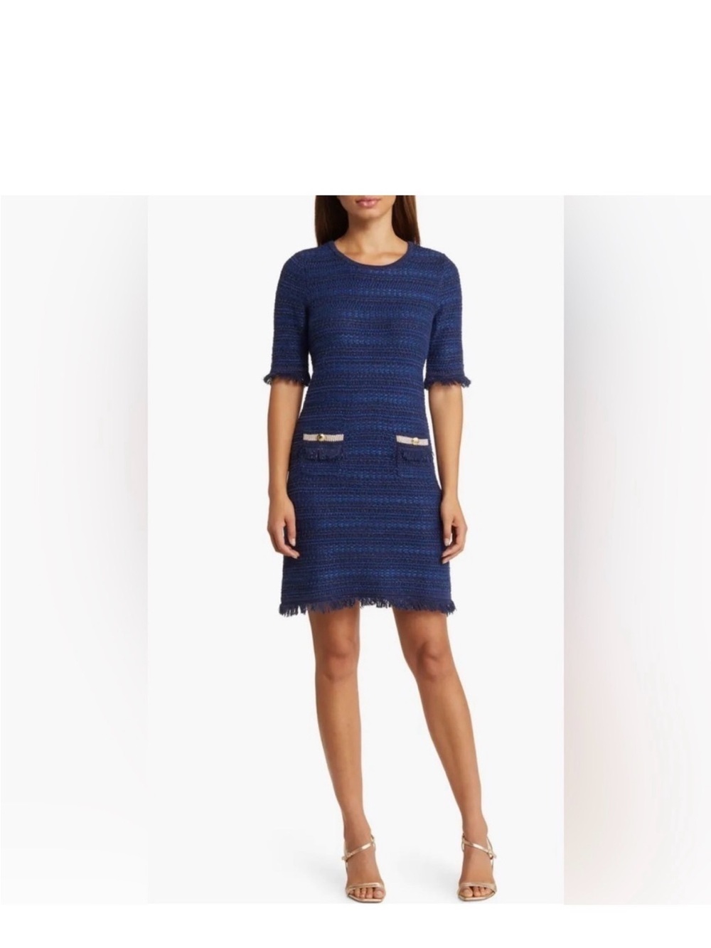 Lilly Pulitzer Navy Tweed Short-Sleeve Shift Dress